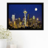 Seattle Downtown 2 Framed Canvas Prints Wall Art Decor - Paiting Canvas, Art Prints, Floating Frame