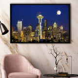 Seattle Downtown 2 Framed Canvas Prints Wall Art Decor - Paiting Canvas, Art Prints, Floating Frame