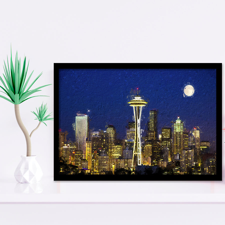 Seattle Downtown 2 Framed Art Prints Wall Decor - Painting Prints, Framed Picture, Home Decor