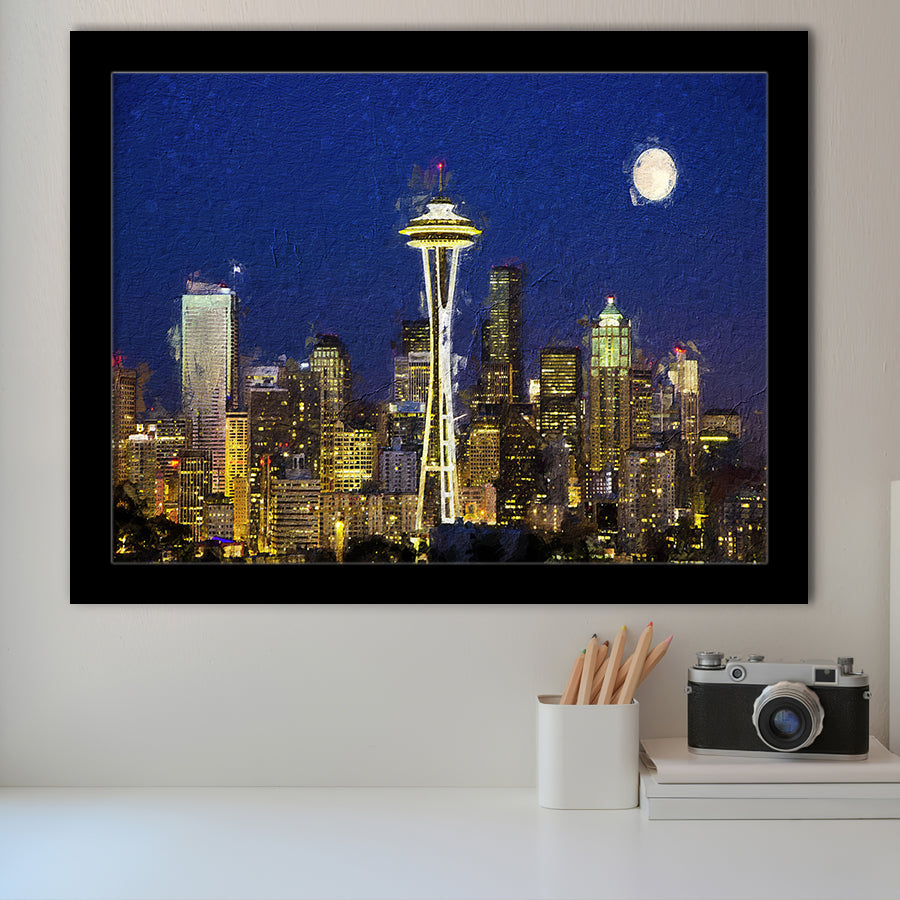 Seattle Downtown 2 Framed Art Prints Wall Decor - Painting Prints, Framed Picture, Home Decor