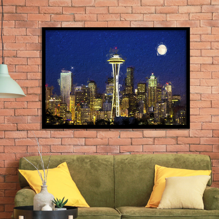Seattle Downtown 2 Framed Art Prints Wall Decor - Painting Prints, Framed Picture, Home Decor