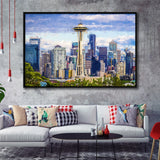 Seattle Downtown Framed Canvas Prints Wall Art Decor - Paiting Canvas, Art Prints, Floating Frame