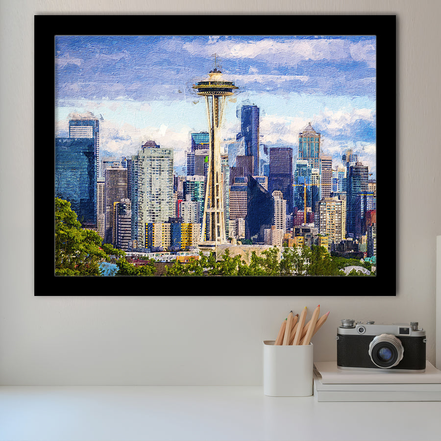 Seattle Downtown Framed Art Prints Wall Decor - Painting Prints, Framed Picture, Home Decor