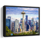 Seattle Downtown Framed Canvas Prints Wall Art Decor - Paiting Canvas, Art Prints, Floating Frame