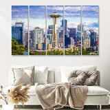 Seattle Downtown 5 Piece B Canvas Prints Wall Art Decor - Painting Canvas, Multi Panels