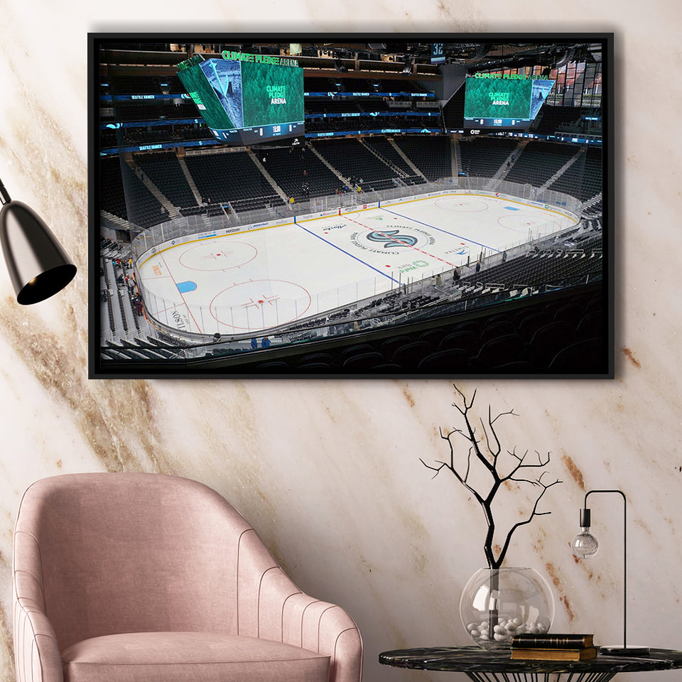 Seattle Kraken Wall Art Climate Pledge Arena Stadium Framed Canvas Prints,Sport Stadium Art Prints, Fan Gift