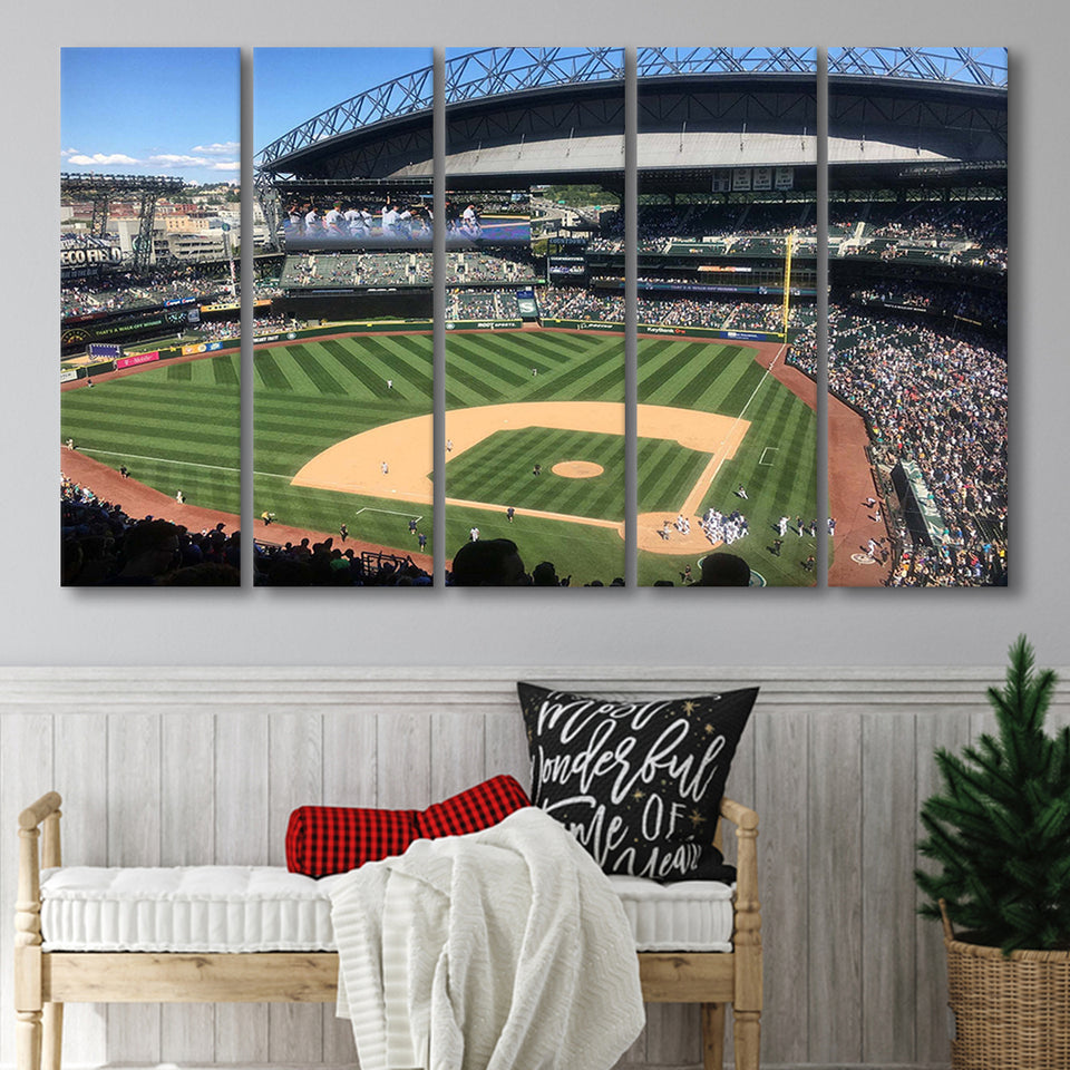 Seattle Mariners Wall Art T Mobile Park Stadium Canvas Prints Safeco,Multi Panels B,Sport Stadium Art Prints, Fan Gift