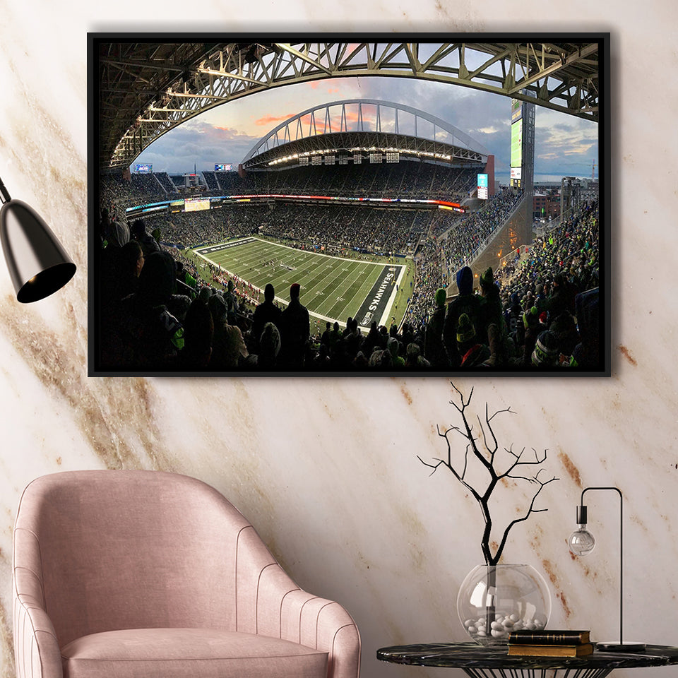 Seattle Seahawks Stadium Framed Canvas Prints CenturyLink Field Wall Art Lumen,Sport Stadium Art Prints, Fan Gift