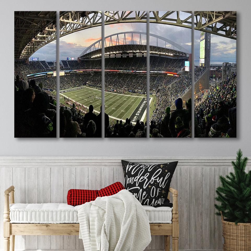 Seattle Seahawks Stadium Canvas Prints Stadium CenturyLink Field Wall Art Lumen,Multi Panels B,Sport Stadium Art Prints, Fan Gift