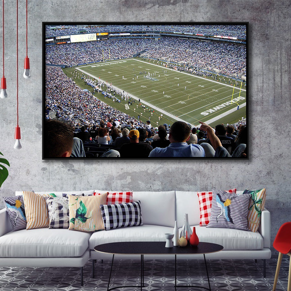 Seattle Seahawks Stadium Framed Canvas Prints CenturyLink Field Wall Art Lumen,Sport Stadium Art Prints, Fan Gift