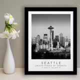 Seattle Usa Black And White Art Framed Art Prints Wall Art Decor, Framed Picture