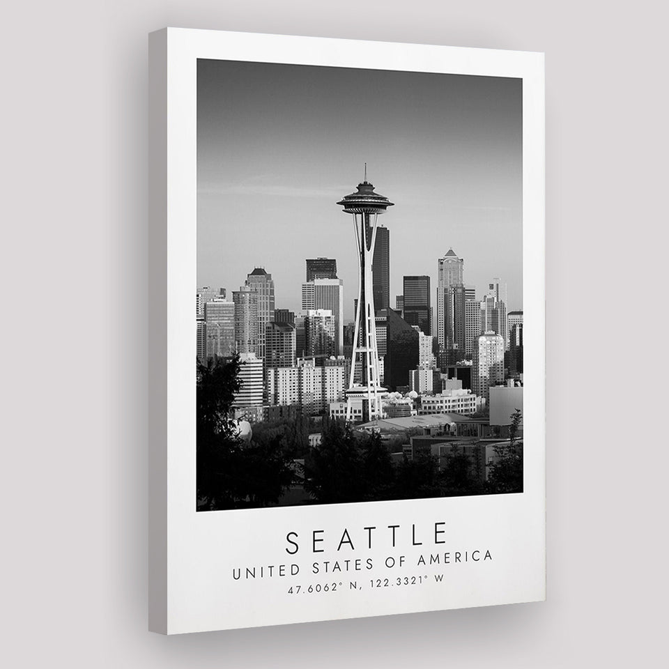 Seattle Usa Black And White Art Canvas Prints Wall Art Home Decor