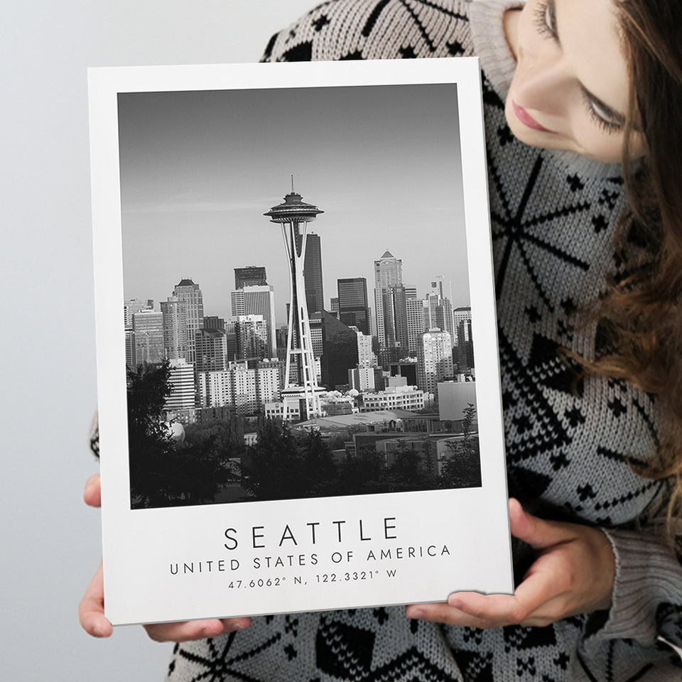 Seattle Usa Black And White Art Canvas Prints Wall Art Home Decor