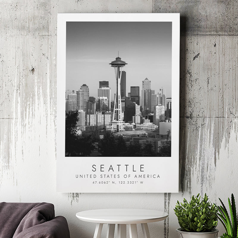Seattle Usa Black And White Art Canvas Prints Wall Art Home Decor