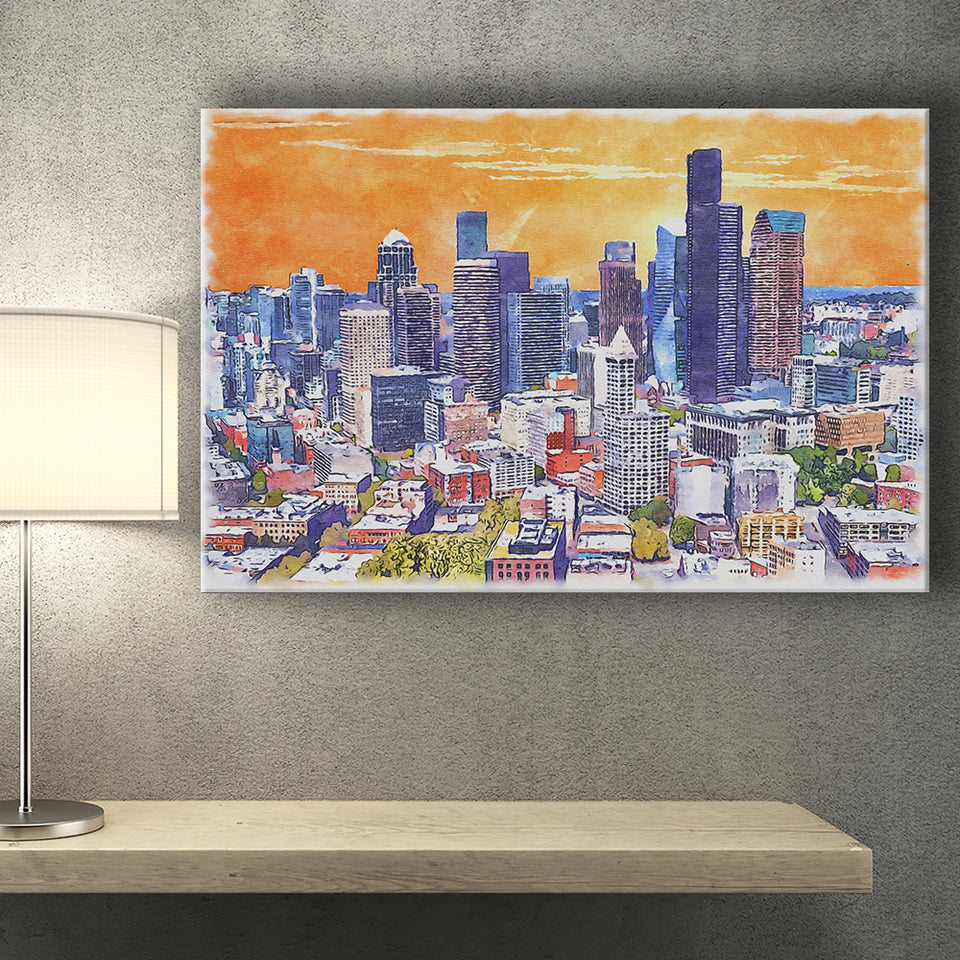Seattle Watercolor Seattle Washington, Sport Art Prints Fan Gift, Canvas Prints Wall Art Decor