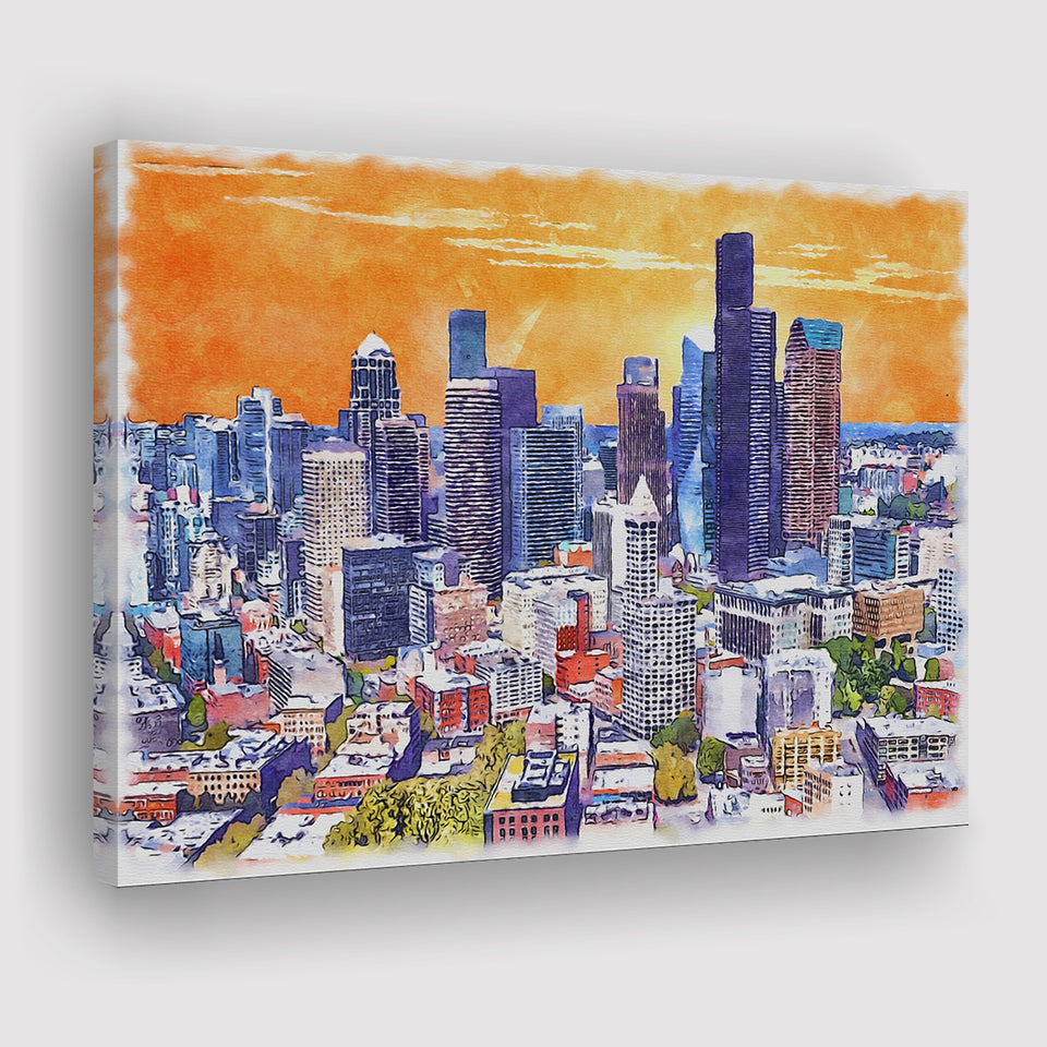 Seattle Watercolor Seattle Washington, Sport Art Prints Fan Gift, Canvas Prints Wall Art Decor