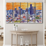 Seattle Watercolor Seattle Washington, 5 Pieces B, Multi Panel Canvas Prints Wall Art Decor