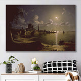 Sebastian Pether Moonlight Scene Southampton Canvas Prints Wall Art - Painting Canvas, Art Prints, Wall Decor
