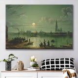 Sebastian Pether Rotterdam Harbour By Moonlight Canvas Prints Wall Art - Painting Canvas, Art Prints, Wall Decor
