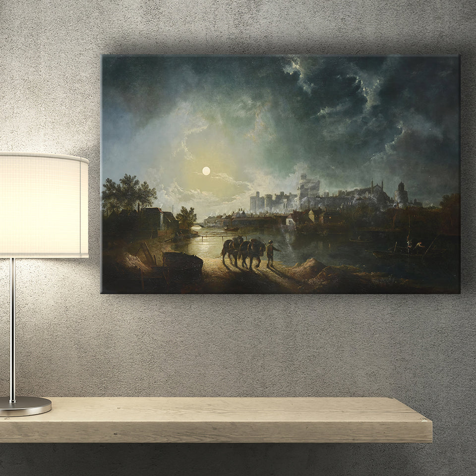 Sebastian Pether British 1790 1844 Windsor By Moonlight Canvas Prints Wall Art - Painting Canvas, Art Prints, Wall Decor