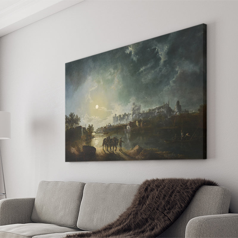Sebastian Pether British 1790 1844 Windsor By Moonlight Canvas Prints Wall Art - Painting Canvas, Art Prints, Wall Decor