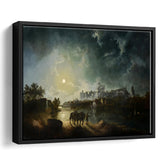Sebastian Pether British 1790 1844 Windsor By Moonlight Framed Canvas Prints Wall Art - Painting Canvas, Floating Frame, Wall Decor