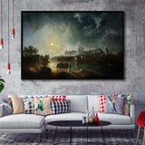 Sebastian Pether British 1790 1844 Windsor By Moonlight Framed Canvas Prints Wall Art - Painting Canvas, Floating Frame, Wall Decor