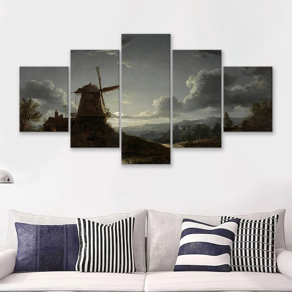 Sebastian Pether Landscape By Moonlight 5 Pieces Canvas Prints Wall Art - Painting Canvas, Multi Panel