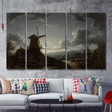 Sebastian Pether Landscape By Moonlight 5 Pieces B Canvas Prints Wall Art - Painting Canvas, Multi Panel