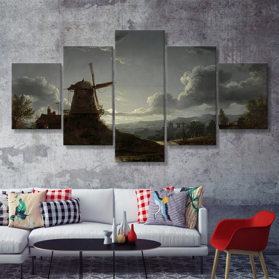 Sebastian Pether Landscape By Moonlight 5 Pieces Canvas Prints Wall Art - Painting Canvas, Multi Panel