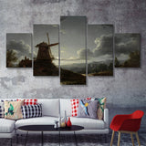 Sebastian Pether Landscape By Moonlight 5 Pieces Canvas Prints Wall Art - Painting Canvas, Multi Panel