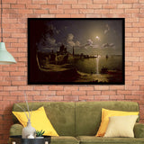 Sebastian Pether Moonlight Scene Southampton Framed Art Prints Wall Art Decor - Painting Prints, Framed Picture