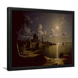 Sebastian Pether Moonlight Scene Southampton Framed Art Prints Wall Art Decor - Painting Prints, Framed Picture
