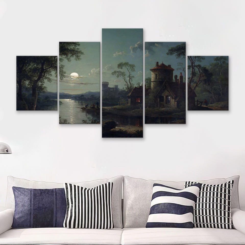 Sebastian Pether River Scene 5 Pieces Canvas Prints Wall Art - Painting Canvas, Multi Panel