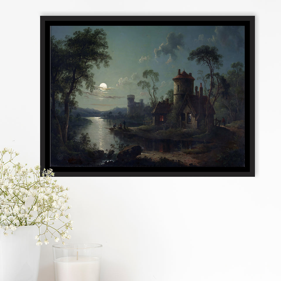 Sebastian Pether River Scene Framed Canvas Prints Wall Art - Painting Canvas, Floating Frame, Wall Decor