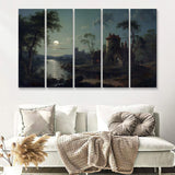 Sebastian Pether River Scene 5 Pieces B Canvas Prints Wall Art - Painting Canvas, Multi Panel