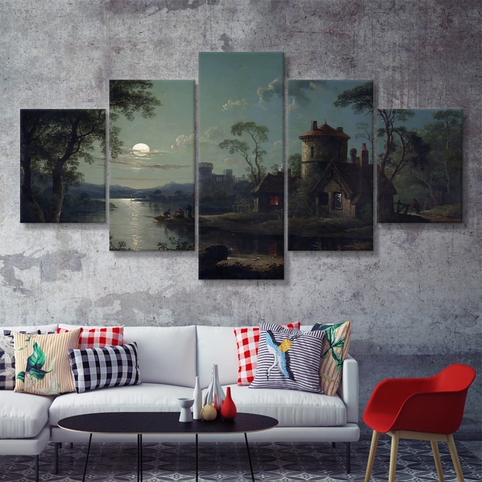 Sebastian Pether River Scene 5 Pieces Canvas Prints Wall Art - Painting Canvas, Multi Panel