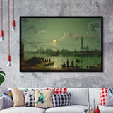 Sebastian Pether Rotterdam Harbour By Moonlight Framed Art Prints Wall Art Decor - Painting Prints, Framed Picture