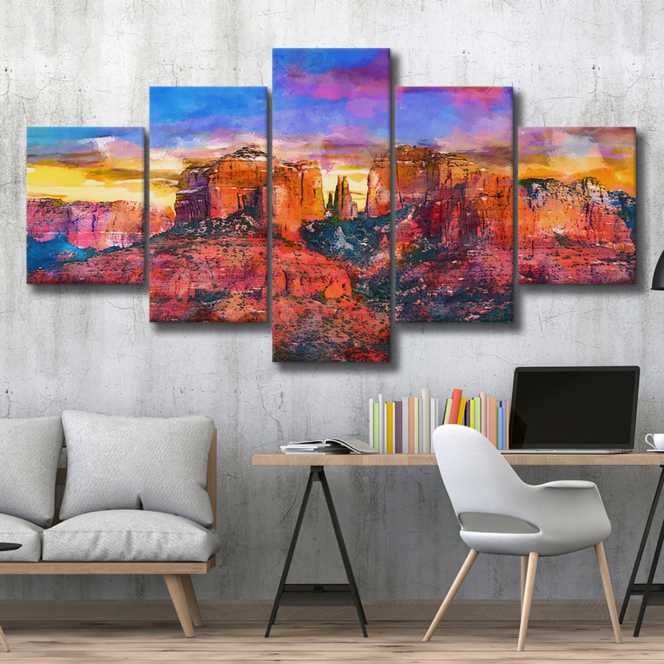 Sedona Arizona Usa Red Rock State 5 Pieces Mixed Canvas Prints Wall Art Home Decor