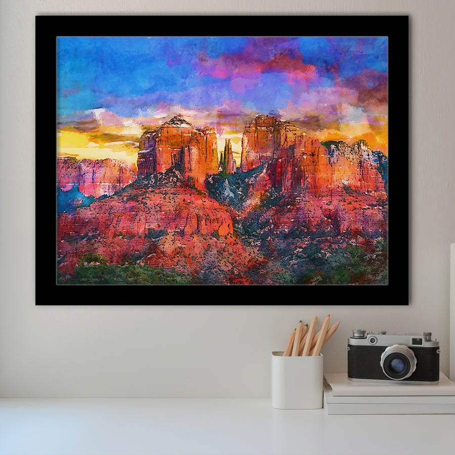 Sedona Arizona Usa Red Rock State City Art Watercolor Framed Art Prints Wall Art Decor,Framed Picture