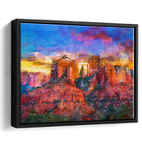 Sedona Arizona Usa Red Rock State City Art Watercolor Framed Canvas Prints Wall Art Home Decor,Floating Frame