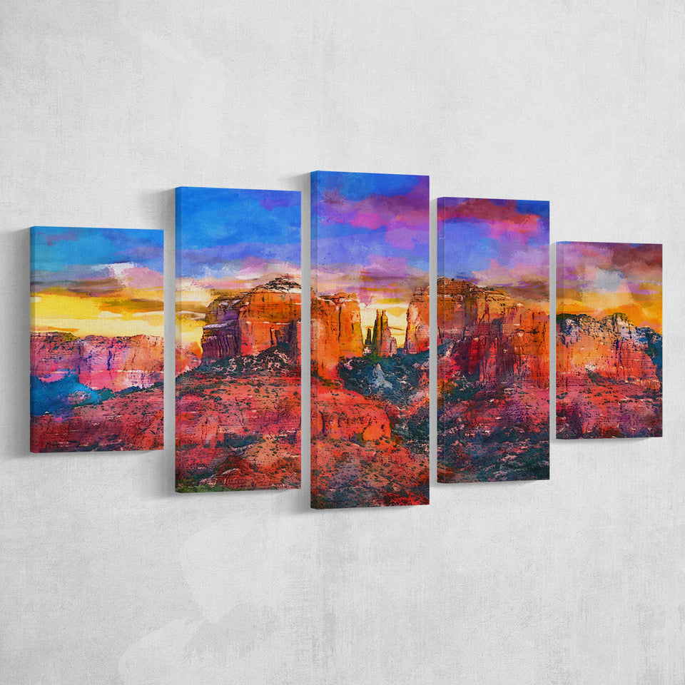 Sedona Arizona Usa Red Rock State 5 Pieces Mixed Canvas Prints Wall Art Home Decor