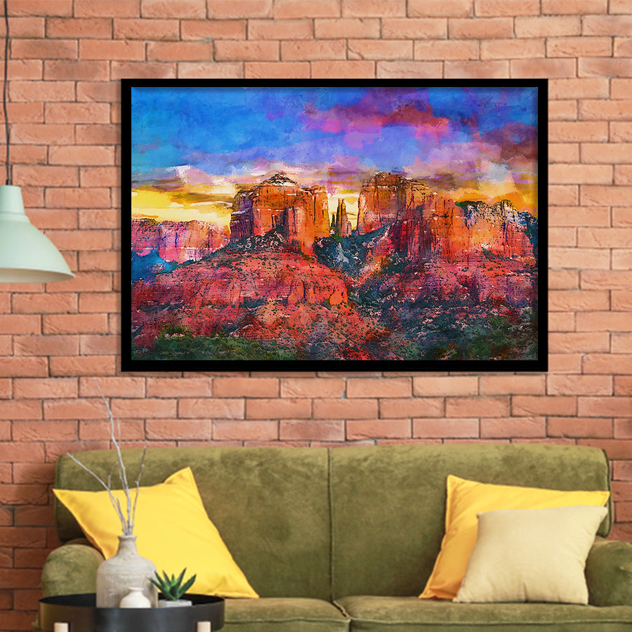 Sedona Arizona Usa Red Rock State City Art Watercolor Framed Art Prints Wall Art Decor,Framed Picture