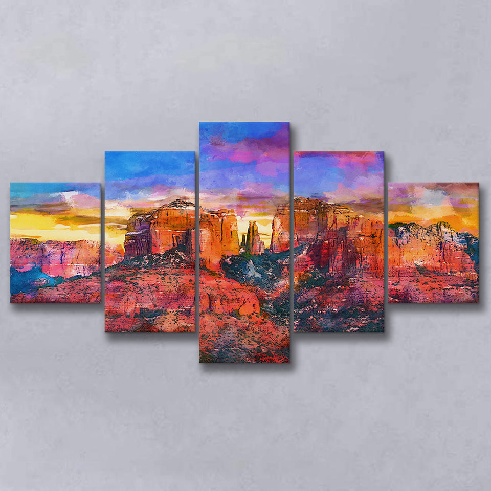 Sedona Arizona Usa Red Rock State 5 Pieces Mixed Canvas Prints Wall Art Home Decor