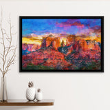 Sedona Arizona Usa Red Rock State City Art Watercolor Framed Canvas Prints Wall Art Home Decor,Floating Frame