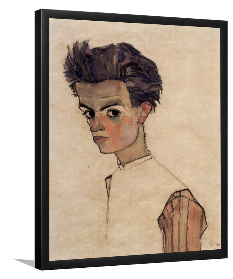 Self-Portrait By Egon Schiele-Art Print,Frame Art,Plexiglass Cover