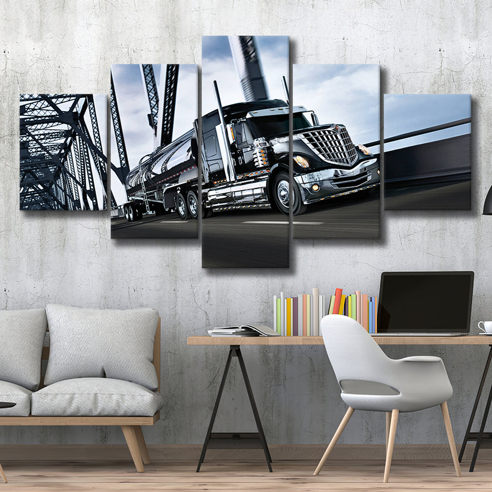 Semi Truck Canvas Wall Art 5 Panels, Canvas Prints Wall Art Decor, Large Canvas Art
