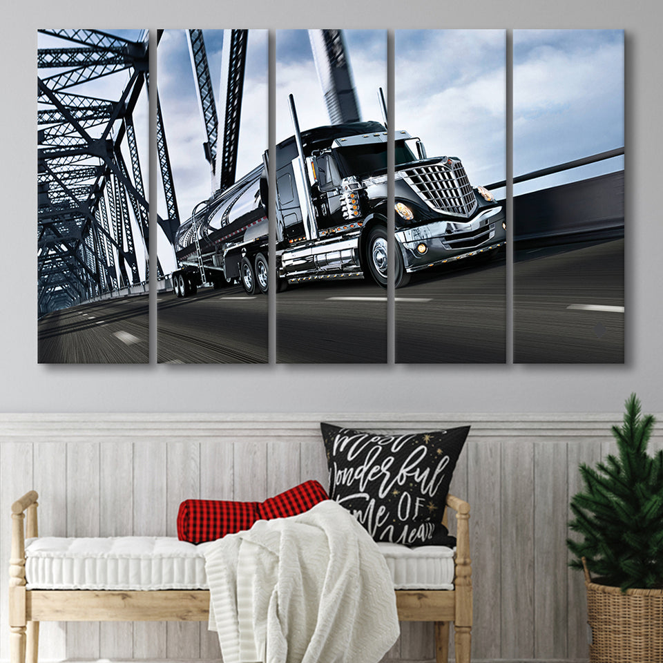 Semi Truck Canvas Wall Art Larger Canvas Art, 5 Piece Canvas Prints Wall Art Decor
