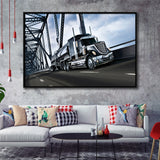 Semi Truck Canvas Wall Art Framed Canvas Prints Wall Art Home Decor,Floating Frame