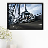 Semi Truck Canvas Wall Art Framed Canvas Prints Wall Art Home Decor,Floating Frame